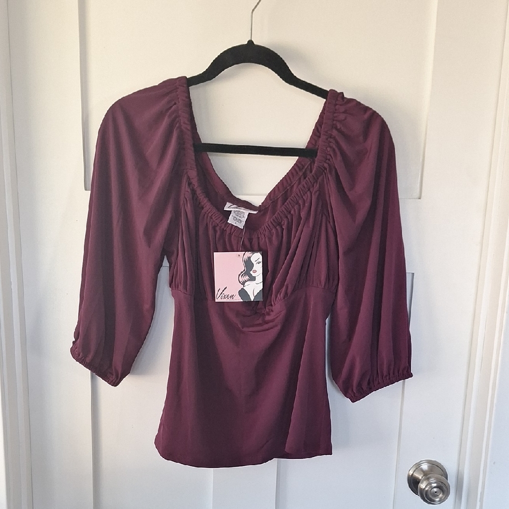 Vixen by Micheline Pitt Burgundy Blouse